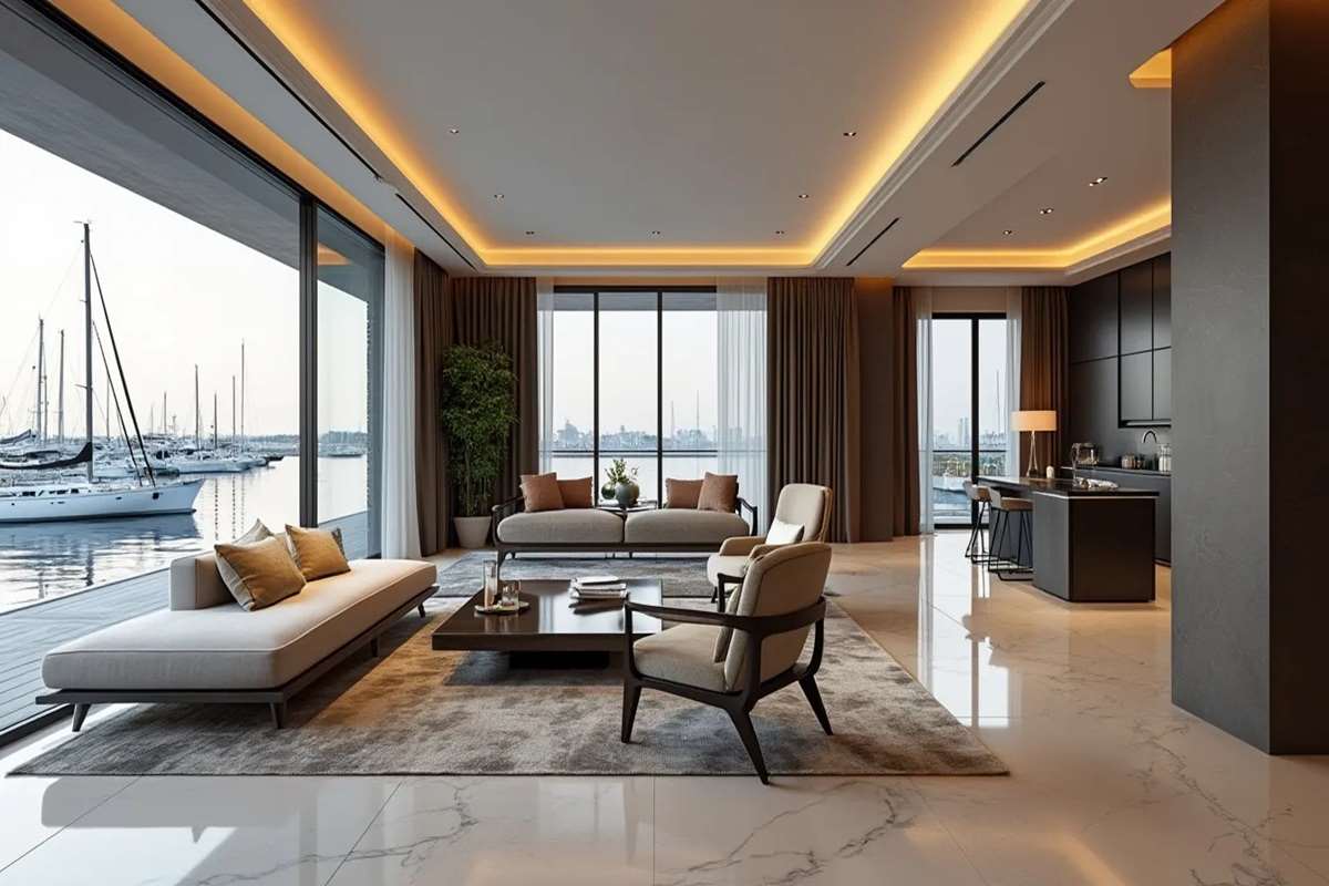 Luxurious open-floor apartment in Rashid Yachts and Marina showcasing benefits of purchasing entire floors